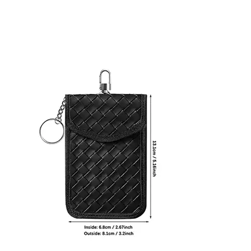 Anti-RFID Leather Key Fob Pouch with Signal Blocking for Security